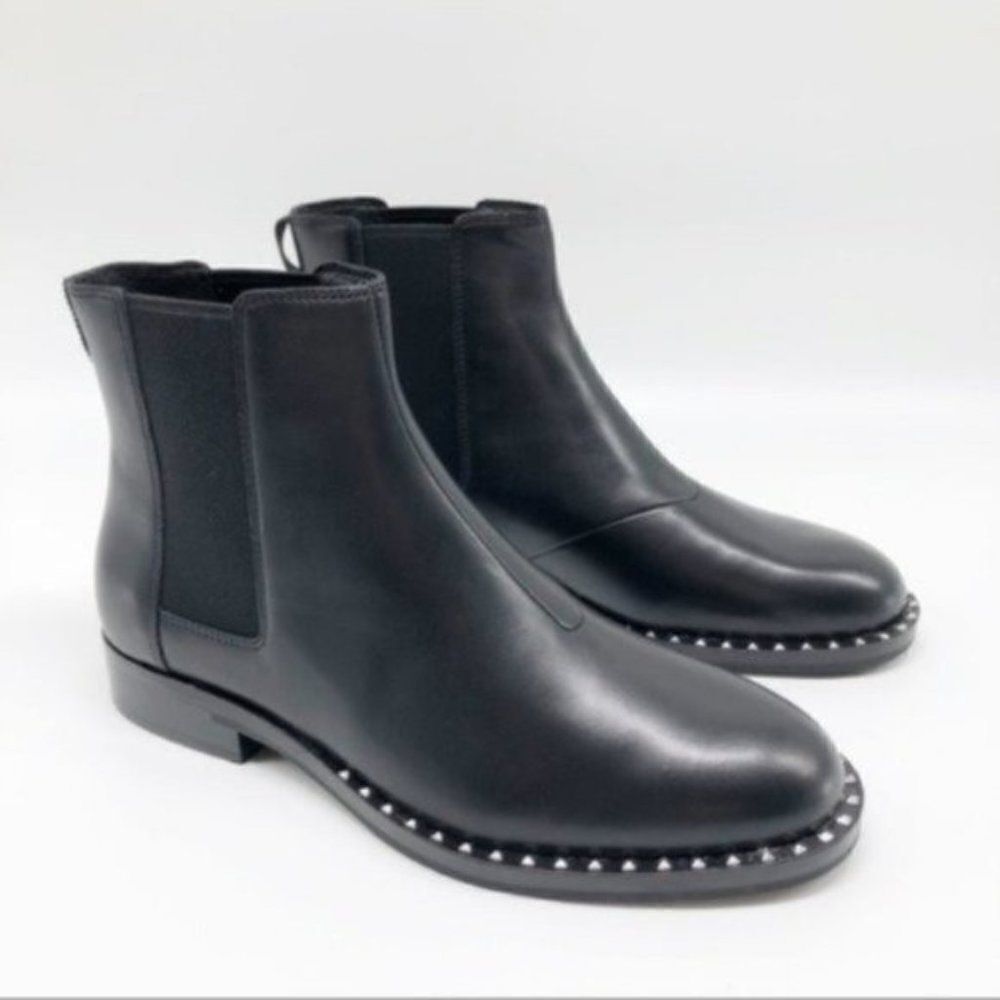 ASH Wino Black Leather Studded Chelsea Boot 37